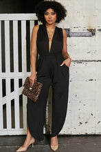 Load image into Gallery viewer, Deep V-Neckline Jumpsuit in Black
