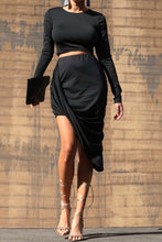 Load image into Gallery viewer, Two-Piece Knit Skirt Set in Black
