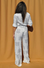 Load image into Gallery viewer, Newspaper Letter Jumpsuit in White &amp; Black
