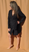 Load image into Gallery viewer, Blazer Dress with Wrap-Around Form-Fitting Belt in Black
