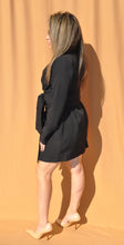 Load image into Gallery viewer, Blazer Dress with Wrap-Around Form-Fitting Belt in Black
