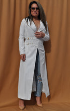 Load image into Gallery viewer, Long Coat with Gold Buckle Detail - White
