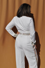 Load image into Gallery viewer, Rhinestone Studded Trim Jumpsuit

