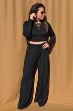 Load image into Gallery viewer, Two-Piece Knit Pant Set in Black
