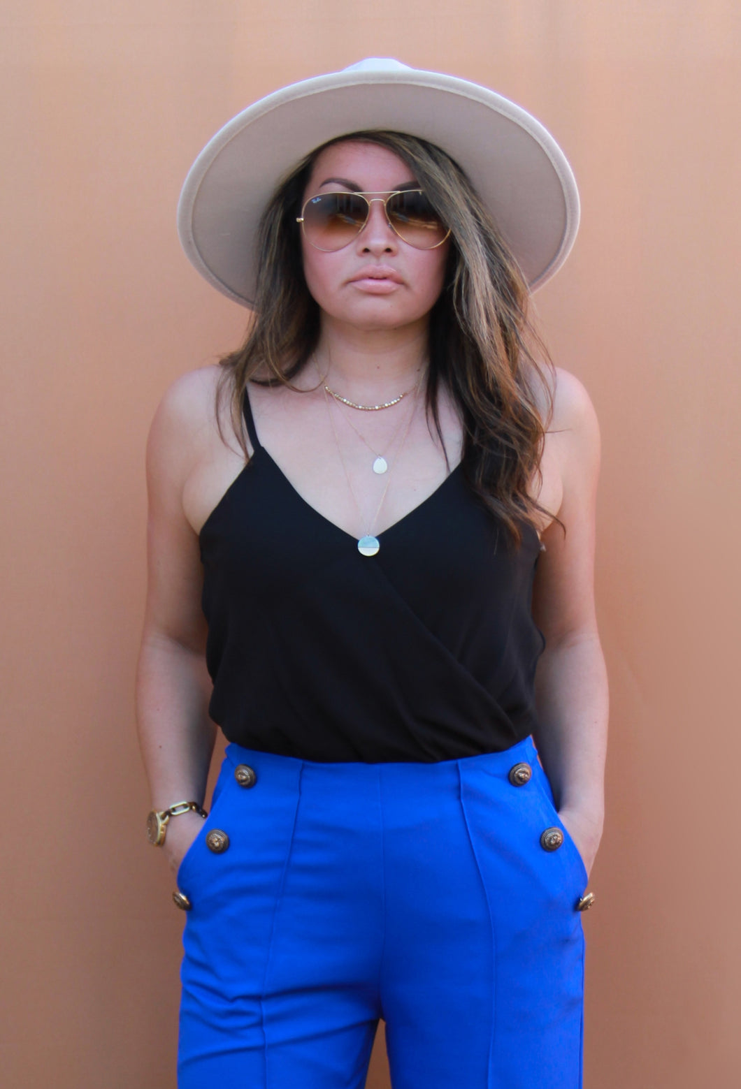 Tank Blouse Bodysuit in Black