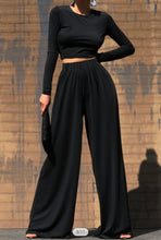 Load image into Gallery viewer, Two-Piece Knit Pant Set in Black
