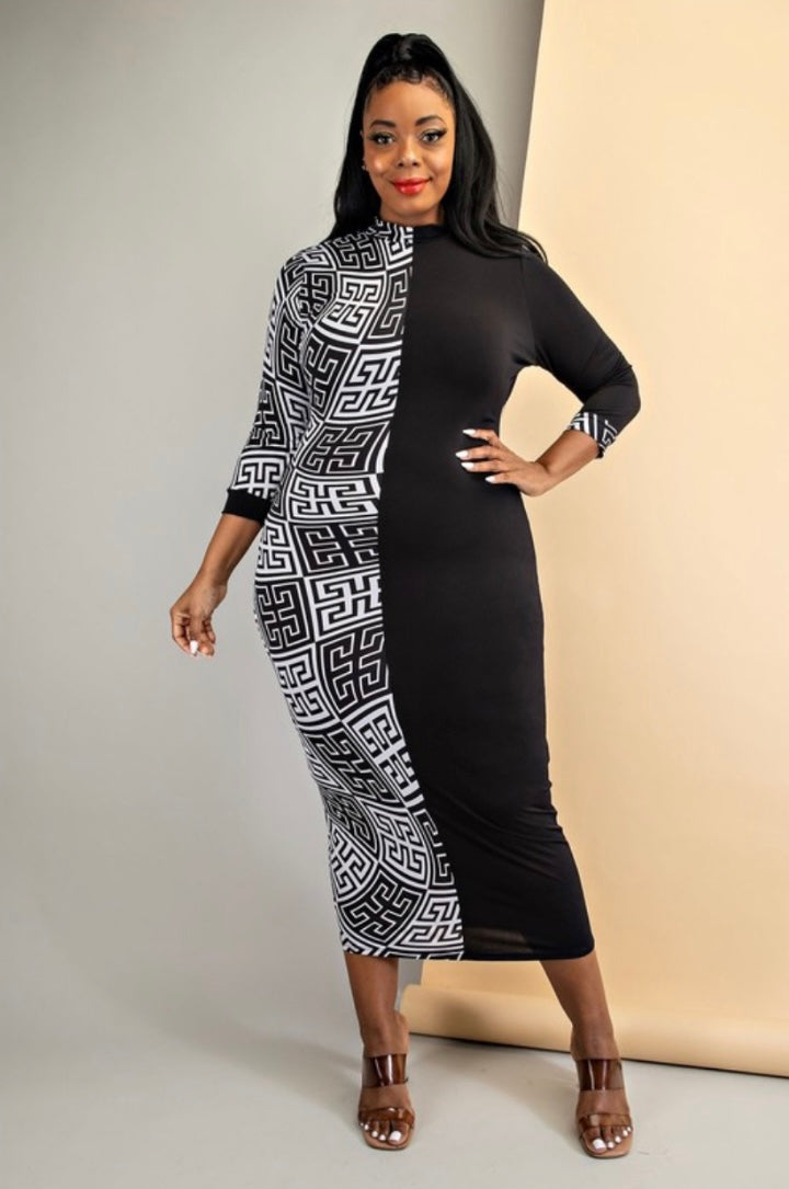 Colorblock Midi Dress