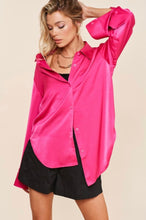 Load image into Gallery viewer, Flamingo Long Sleeve Satin Shirt
