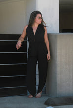 Load image into Gallery viewer, Deep V-Neckline Jumpsuit in Black
