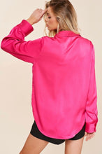 Load image into Gallery viewer, Flamingo Long Sleeve Satin Shirt
