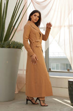 Load image into Gallery viewer, Long Coat With Gold Buckle Detail - Mocha
