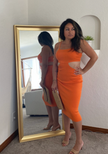 Load image into Gallery viewer, Orange Cut Out Midi Dress

