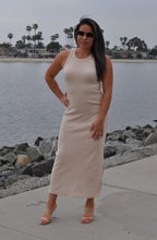 Load image into Gallery viewer, Beige Bodycon Ribbed Midi Dress
