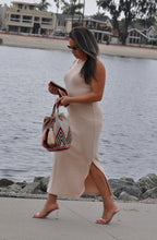Load image into Gallery viewer, Beige Bodycon Ribbed Midi Dress
