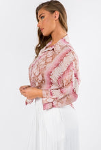 Load image into Gallery viewer, Pink Snake Print Button Down Shirt
