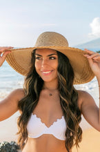 Load image into Gallery viewer, Scallop Edge Bow Accent Sun Hat - Khaki
