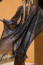 Load image into Gallery viewer, Fringe Black Shimmer Kaftan
