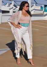 Load image into Gallery viewer, Velvet Tassel Kimono - Ivory
