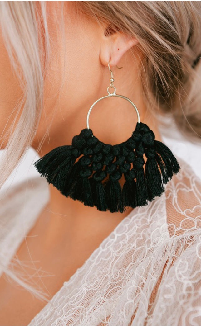 Black Macrame Style Earrings