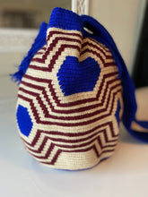 Load image into Gallery viewer, Wayuu Mochila Bag | Hex Azúl y Burgundy
