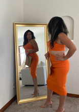 Load image into Gallery viewer, Orange Cut Out Midi Dress
