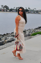 Load image into Gallery viewer, Beige Bodycon Ribbed Midi Dress
