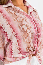 Load image into Gallery viewer, Pink Snake Print Button Down Shirt
