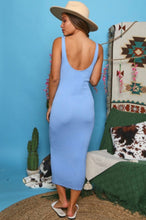 Load image into Gallery viewer, Sky Blue Ribbed Midi Dress
