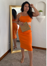 Load image into Gallery viewer, Orange Cut Out Midi Dress
