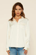 Load image into Gallery viewer, Ivory Long Sleeve Satin Shirt
