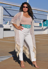 Load image into Gallery viewer, Velvet Tassel Kimono - Ivory
