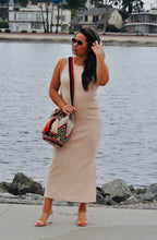Load image into Gallery viewer, Beige Bodycon Ribbed Midi Dress
