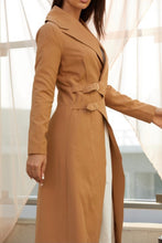 Load image into Gallery viewer, Long Coat With Gold Buckle Detail - Mocha
